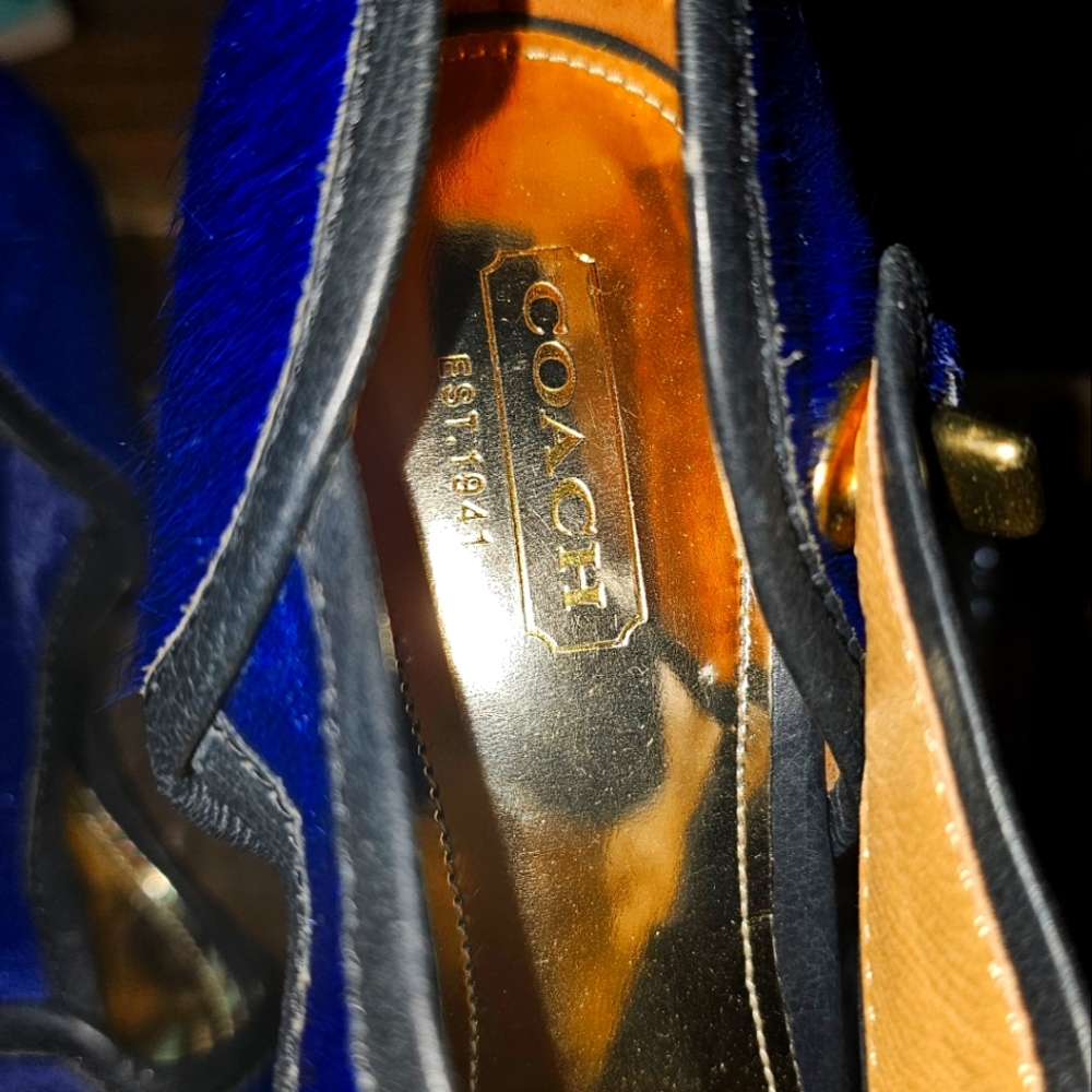Coach Heels Blue Leather with Tassels